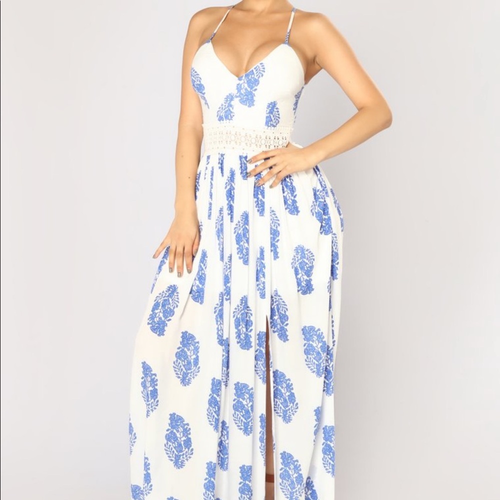 Fashion Nova Holy Slit Floral Boho Maxi Dress